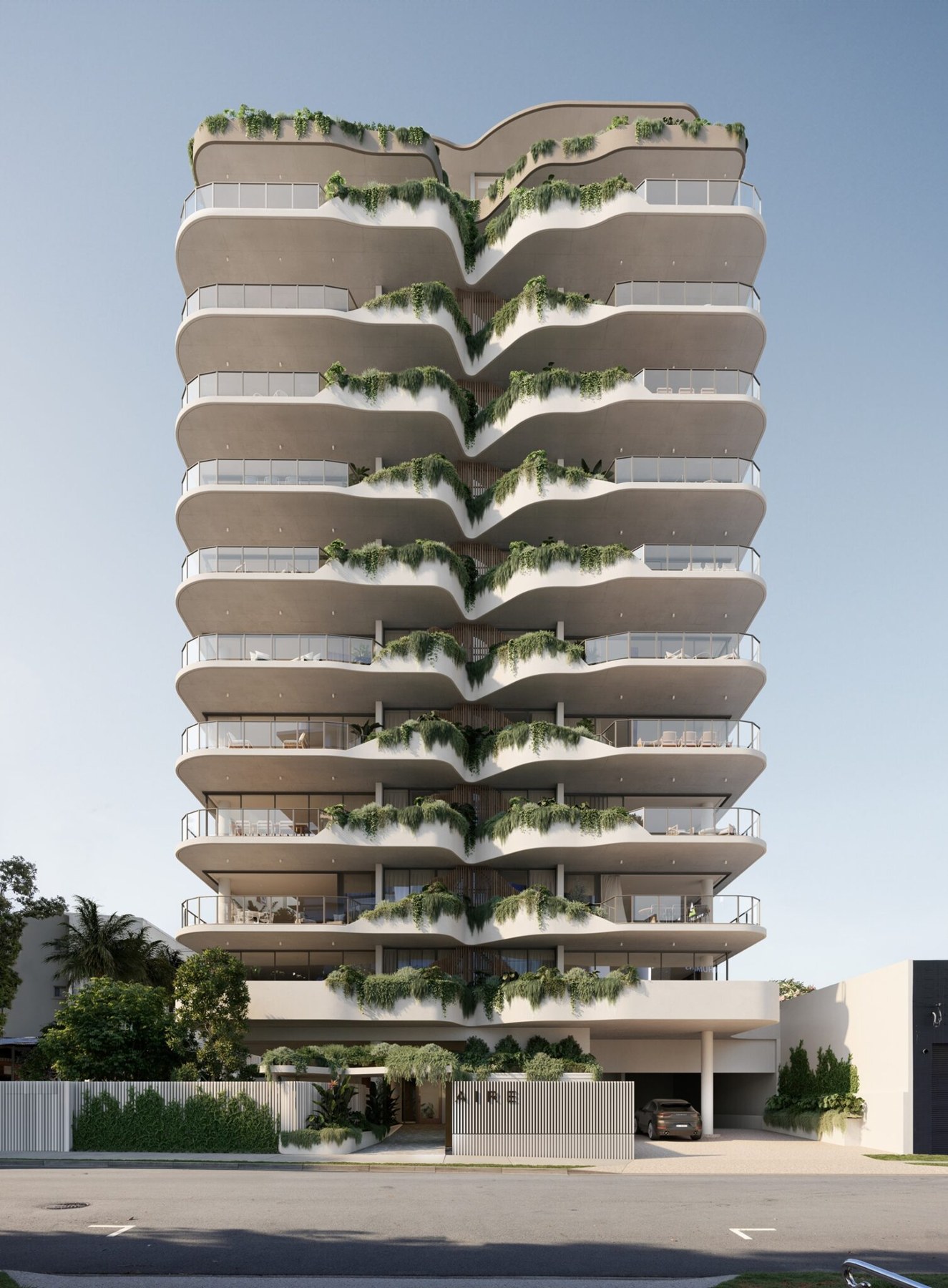 Architectural visualisation of Aire Newstead with planted balconies